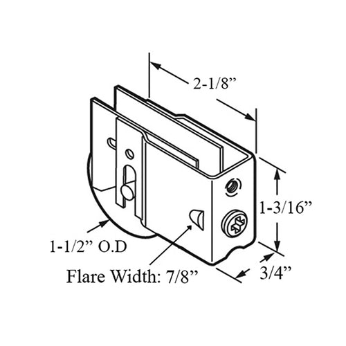 Sliding Patio Door Roller with Adjustable Steel Housing 1.5 Inch Steel Wheel Diameter - Sliding Patio Door Roller with Adjustable Steel Housing 1.5 Inch Steel Wheel Diameter
