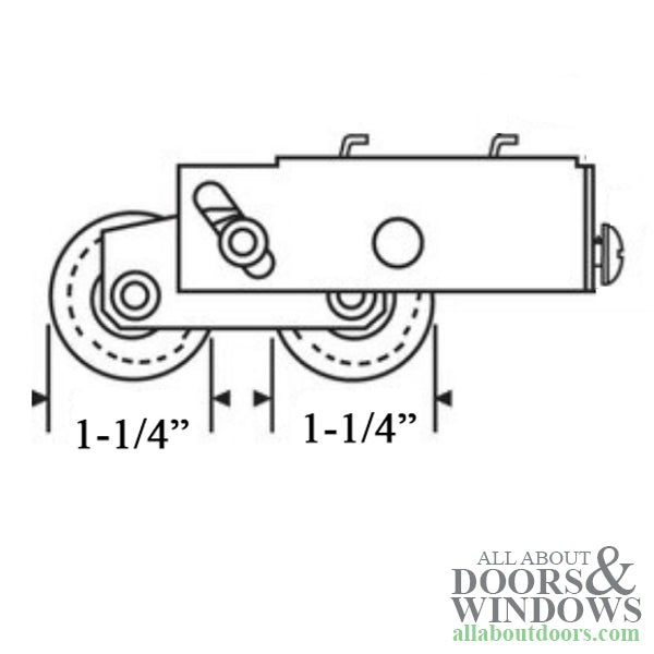 Sliding Patio Door Roller Assembly Steel Housing 1.25 Inch Steel Wheel Diameter - Sliding Patio Door Roller Assembly Steel Housing 1.25 Inch Steel Wheel Diameter