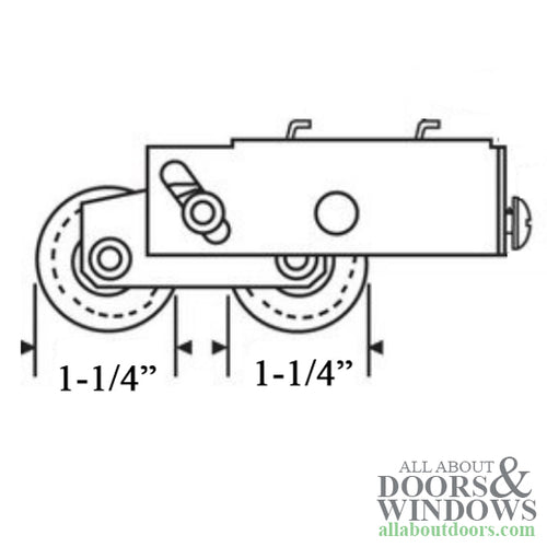 Tandem Door Roller For Sliding Patio Doors Tandem Roller 2 Hook 1-1/4 Inch Nylon Wheel Diameter - Tandem Door Roller For Sliding Patio Doors Tandem Roller 2 Hook 1-1/4 Inch Nylon Wheel Diameter