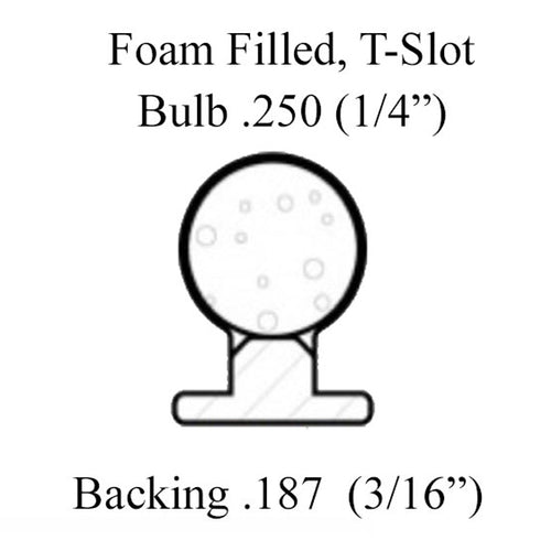 T-Slot Foam Filled Bulb Weatherstrip, .187 x .250 Diameter - T-Slot Foam Filled Bulb Weatherstrip, .187 x .250 Diameter