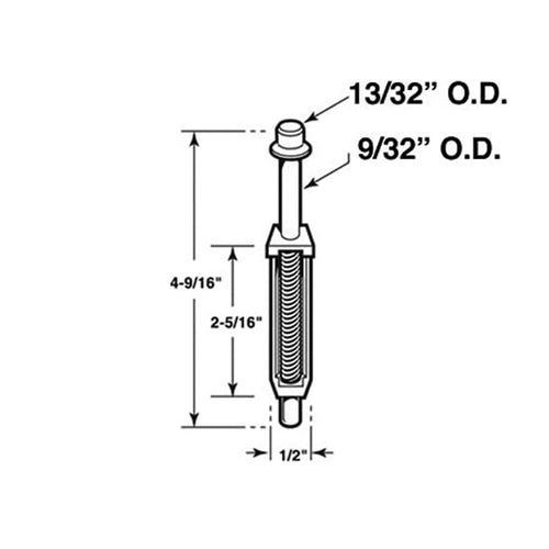 Pivot Rod, 9/32 inch, Top,  Metal bi-fold Door - Pivot Rod, 9/32 inch, Top,  Metal bi-fold Door