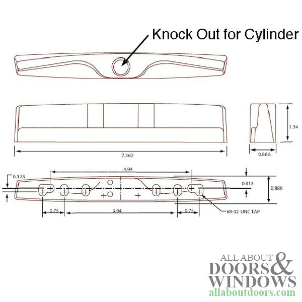 Sliding Glass Door Handle No Key 3-15/16 Inch Screw Hole Spacing Sliding Door Handle - Sliding Glass Door Handle No Key 3-15/16 Inch Screw Hole Spacing Sliding Door Handle