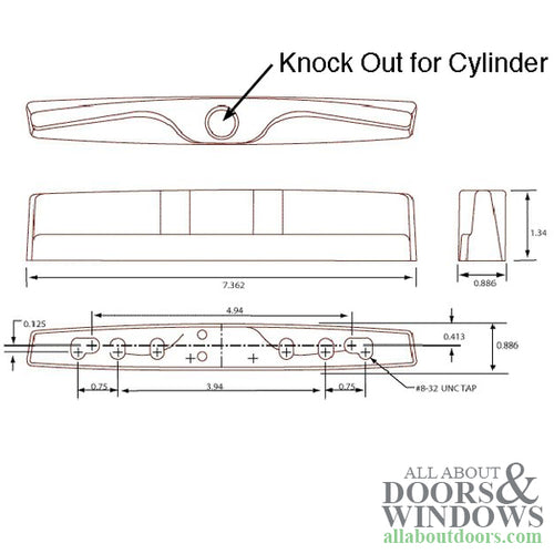 Sliding Glass Door Handle No Key 3-15/16 Inch Screw Hole Spacing Sliding Door Handle - Sliding Glass Door Handle No Key 3-15/16 Inch Screw Hole Spacing Sliding Door Handle
