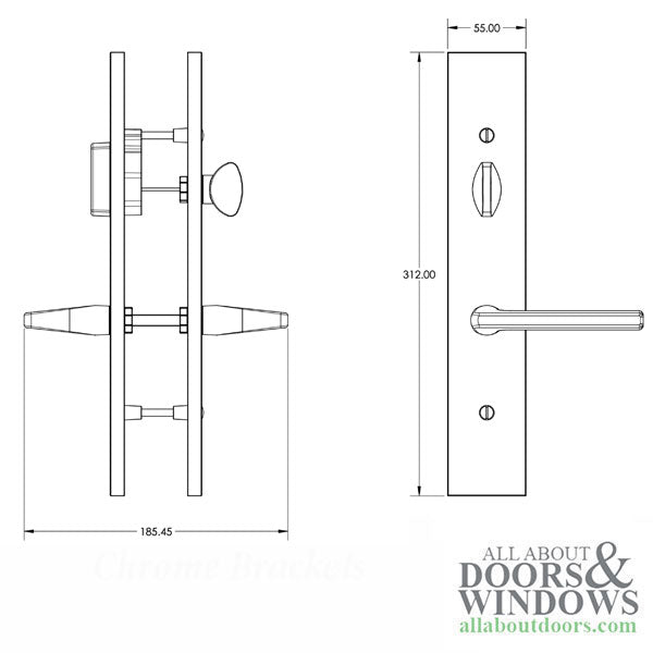 G-U Roma Handle with 55 mm Plate, Active, Keyed with Thumbturn, Handle Below Cylinder, Solid Brass - Choose Color - G-U Roma Handle with 55 mm Plate, Active, Keyed with Thumbturn, Handle Below Cylinder, Solid Brass - Choose Color