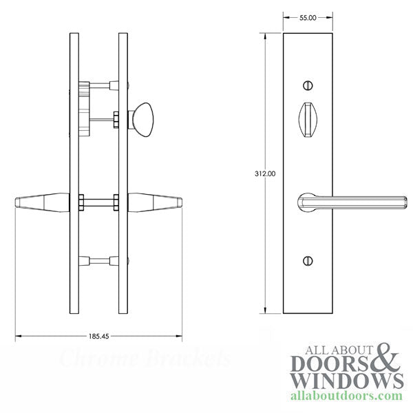 G-U Roma Handle with 55 mm Plate, Inactive with Thumbturn, Solid Brass - Choose Color - G-U Roma Handle with 55 mm Plate, Inactive with Thumbturn, Solid Brass - Choose Color