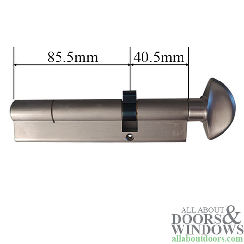 Hoppe Euro Profile Cylinder, 90 degree, 40.5/85.5, Crescent knob - Satin Nickel - Hoppe Euro Profile Cylinder, 90 degree, 40.5/85.5, Crescent knob - Satin Nickel