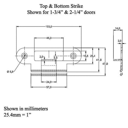 GU / Ferco Multipoint Top and Bottom Strike for 1-3/4 Thick Door - Satin Nickel - GU / Ferco Multipoint Top and Bottom Strike for 1-3/4 Thick Door - Satin Nickel