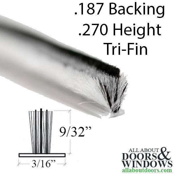 Fuzzy Weatherstrip .187 T-backing x .270 Fuzzy pile Tri-Fin - Fuzzy Weatherstrip .187 T-backing x .270 Fuzzy pile Tri-Fin