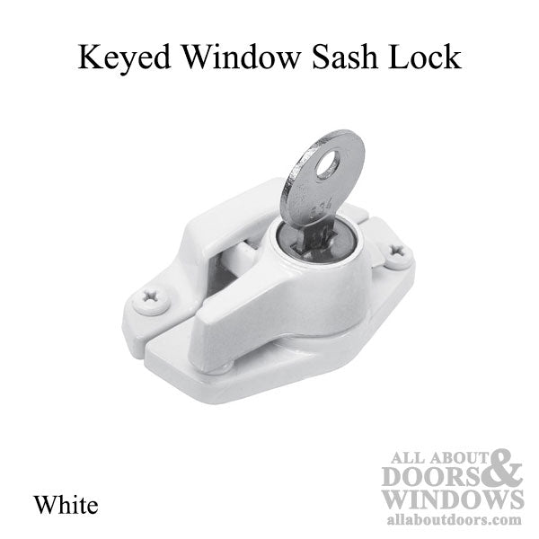 Keyed Sash / Cam Lock - Wood Sash Hardware, Diecast - White - Keyed Sash / Cam Lock - Wood Sash Hardware, Diecast - White