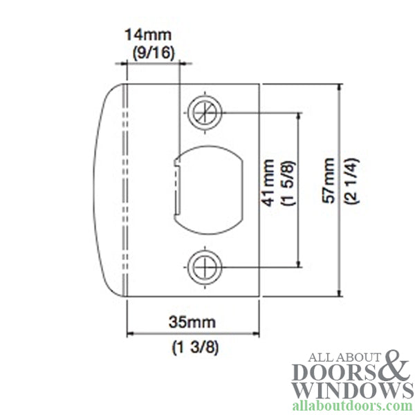 Full Lip Latch Strike Plate, HOPPE HBL Series  - Satin Nickel / Chrome - Full Lip Latch Strike Plate, HOPPE HBL Series  - Satin Nickel / Chrome
