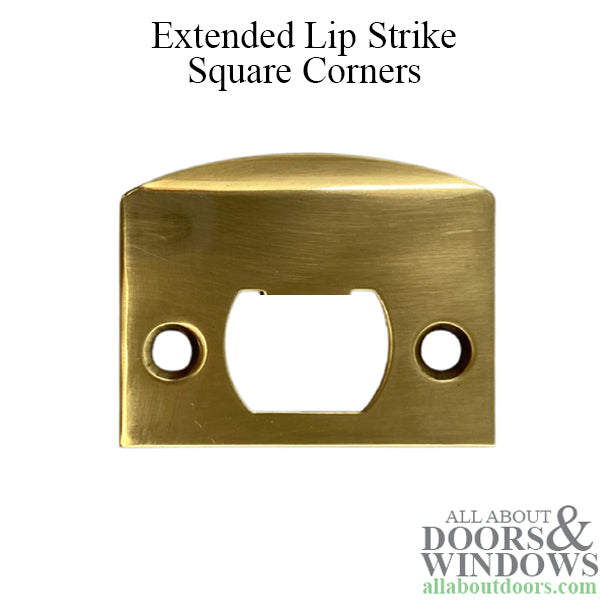 Extended Lip Strike, Square Corners- Polished Brass - Extended Lip Strike, Square Corners- Polished Brass