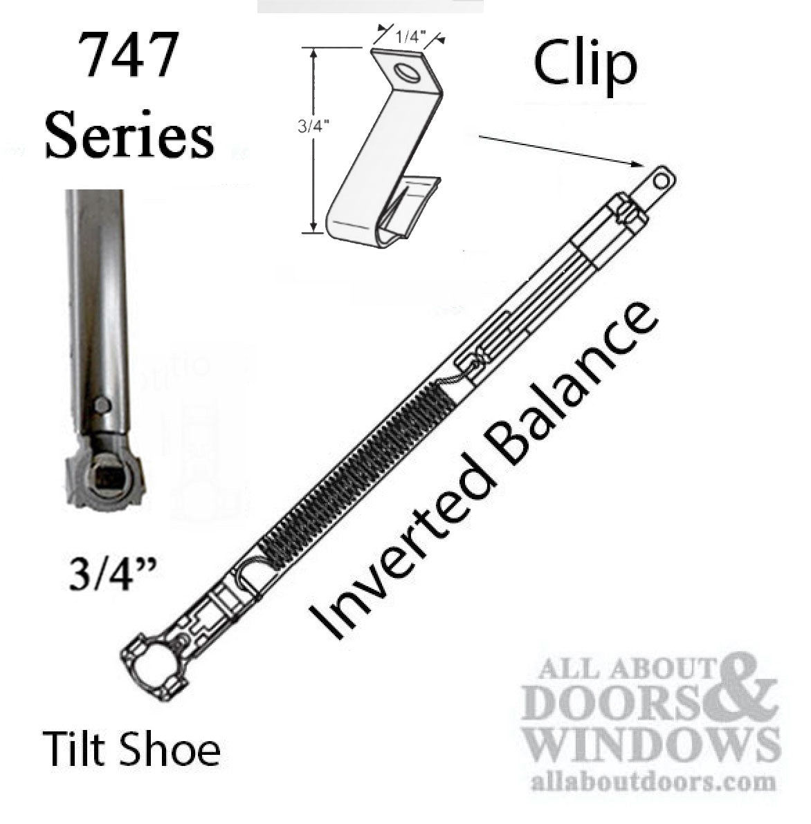62-747 Series Inverted Tilt Channel Balance with #38 Clip Attached - 62-747 Series Inverted Tilt Channel Balance with #38 Clip Attached