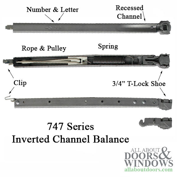 62-747 Series Inverted Tilt Channel Balance with #38 Clip Attached - 62-747 Series Inverted Tilt Channel Balance with #38 Clip Attached