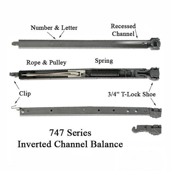 62-747 Series Inverted Tilt Channel Balance with #38 Clip Attached - 62-747 Series Inverted Tilt Channel Balance with #38 Clip Attached