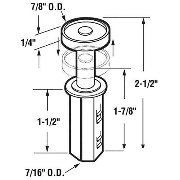 Top Pivot Roller Guide Wheel for Wood Bi-Fold Door - Acme No. 2064 - Top Pivot Roller Guide Wheel for Wood Bi-Fold Door - Acme No. 2064