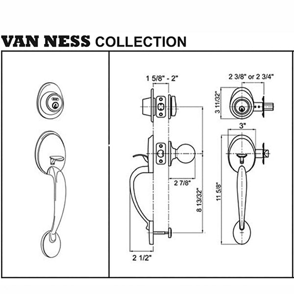 Van Ness Handleset by Better Home Products  Crossbore 2 1/8 Inch Edge Bore 1 Inch - Van Ness Handleset by Better Home Products  Crossbore 2 1/8 Inch Edge Bore 1 Inch