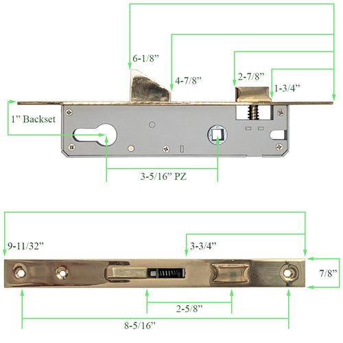 Marks USA Slimline Mortise Lock Set for Storm Doors - Marks USA Slimline Mortise Lock Set for Storm Doors