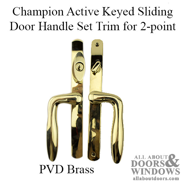 Champion Active Keyed Sliding Door Handle set Trim for 2-point lock - PVD Brass - Champion Active Keyed Sliding Door Handle set Trim for 2-point lock - PVD Brass