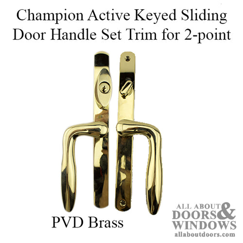 Champion Active Keyed Sliding Door Handle set Trim for 2-point lock - PVD Brass - Champion Active Keyed Sliding Door Handle set Trim for 2-point lock - PVD Brass