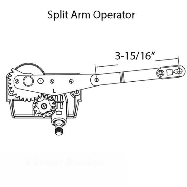 Andersen Casement Split Arm Operator E-Series Left Hand - Andersen Casement Split Arm Operator E-Series Left Hand