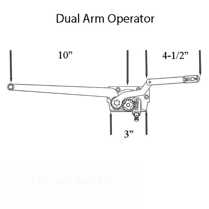 Andersen Eagle E-Series Casement Operator Dual Arm Left Hand - Andersen Eagle E-Series Casement Operator Dual Arm Left Hand
