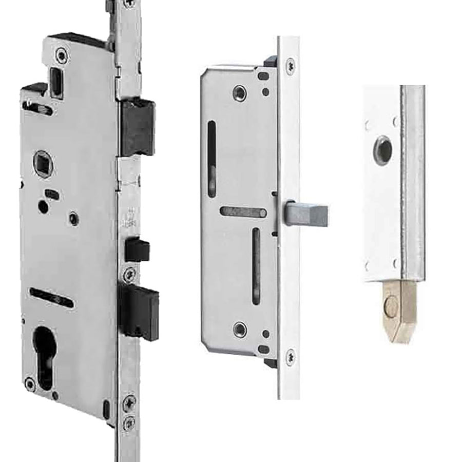 Hoppe 60/92 16mm Faceplate Manual Gear with Lower Roundbolt and Shootbolt, 1 inch Deadbolt - Hoppe 60/92 16mm Faceplate Manual Gear with Lower Roundbolt and Shootbolt, 1 inch Deadbolt