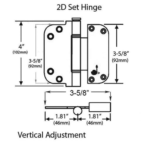 2D Adjustable Set Hinge (V) 3-5/8 x 3-5/8 - 2D Adjustable Set Hinge (V) 3-5/8 x 3-5/8
