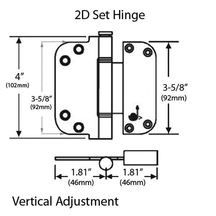 Columbus 2D Non Removable Pin NRP Adjustable Set Hinge (V) 3-5/8 x 3-5/8 - Columbus 2D Non Removable Pin NRP Adjustable Set Hinge (V) 3-5/8 x 3-5/8