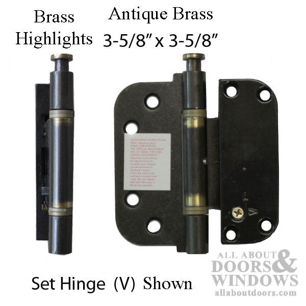 2D Adjustable Set Hinge (V) 3-5/8 x 3-5/8 - 2D Adjustable Set Hinge (V) 3-5/8 x 3-5/8