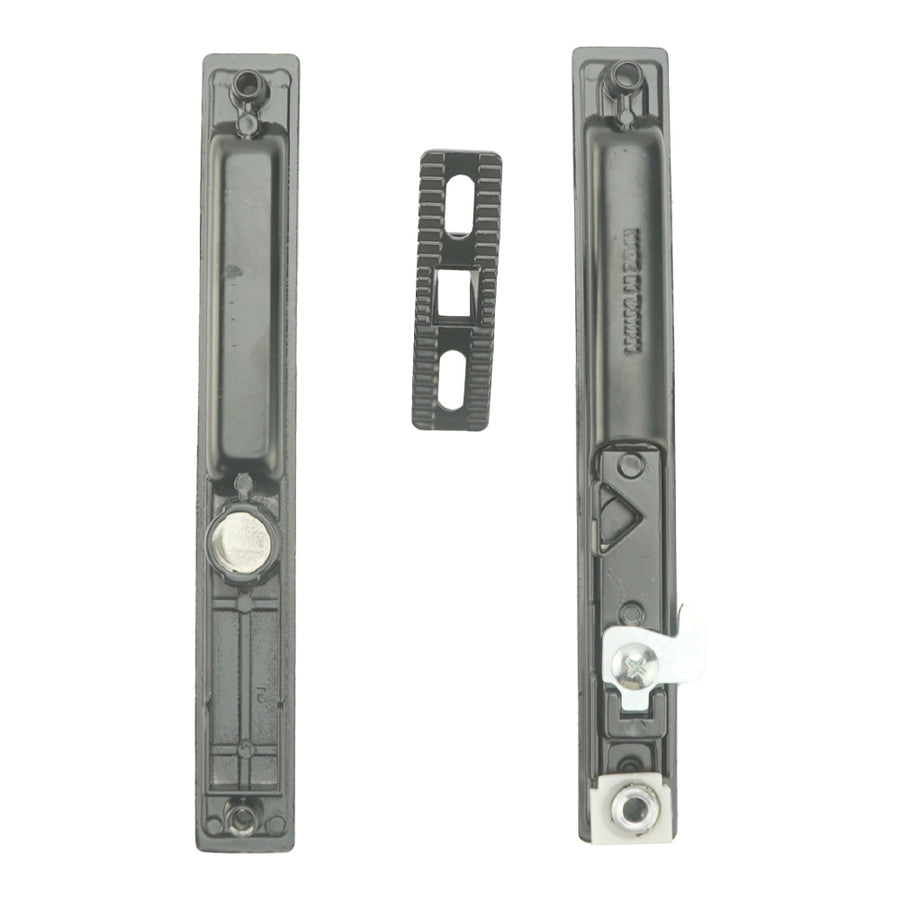 Handle Set Flush Type with Reversible Latch Hooks 6-5/8 Inch Hole Center Black Finish - Handle Set Flush Type with Reversible Latch Hooks 6-5/8 Inch Hole Center Black Finish