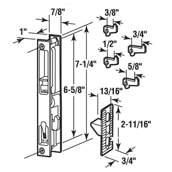 Handle Set For Sliding Patio Door Flush Mount Type with No Handle 6-5/8 Inch Screw Hole Center - Handle Set For Sliding Patio Door Flush Mount Type with No Handle 6-5/8 Inch Screw Hole Center