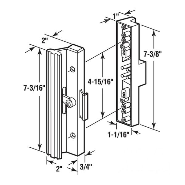 Handle Set for Sliding Patio Doors with Extruded Aluminum Inside Pull Diecast Outside Pull - Handle Set for Sliding Patio Doors with Extruded Aluminum Inside Pull Diecast Outside Pull