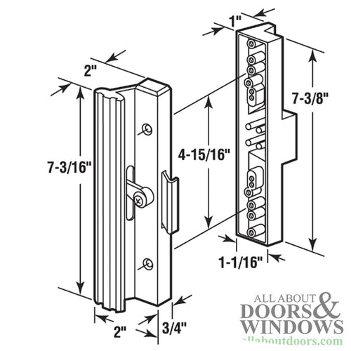 Handle Set for Sliding Patio Doors with Extruded Aluminum Inside Pull Diecast Outside Pull - Handle Set for Sliding Patio Doors with Extruded Aluminum Inside Pull Diecast Outside Pull