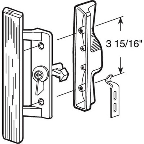 Handle Set for Sliding Patio Door with Internal Lock 3-15/16 inch Screw Hole Center - Handle Set for Sliding Patio Door with Internal Lock 3-15/16 inch Screw Hole Center