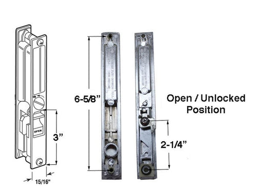 Keyed Mid-Body Hook Flush Mount Handle Set for Sliding Patio Door - Keyed Mid-Body Hook Flush Mount Handle Set for Sliding Patio Door