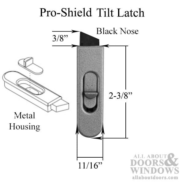 Pro Shield Tilt Latch for LOWER Sash Black Nose Left Hand - Pro Shield Tilt Latch for LOWER Sash Black Nose Left Hand