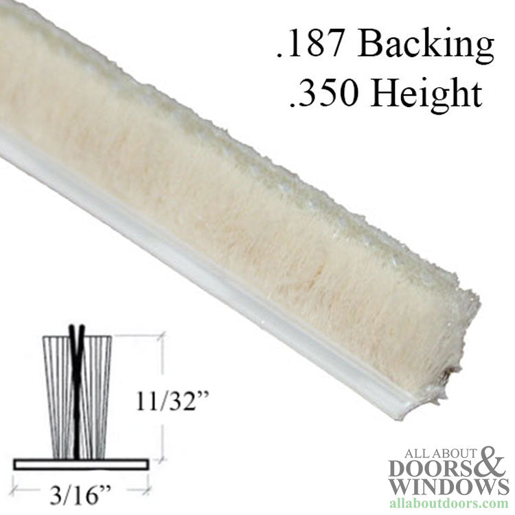 Weatherstrip .187 Backing x .350 Pile Ultra Soft Fin Grip - Weatherstrip .187 Backing x .350 Pile Ultra Soft Fin Grip