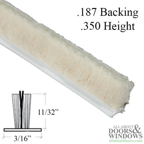 Weatherstrip .187 Backing x .350 Pile Ultra Soft Fin Grip - Weatherstrip .187 Backing x .350 Pile Ultra Soft Fin Grip
