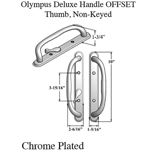 Olympus Handle Set with Offset Thumb-turn for Sliding Glass Doors Non-Keyed Door Handle - Olympus Handle Set with Offset Thumb-turn for Sliding Glass Doors Non-Keyed Door Handle
