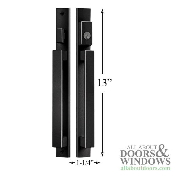 Modern Contemporary Inline Sliding Patio Door Handle Set Active Keyed Exterior with Interior Thumbturn - Modern Contemporary Inline Sliding Patio Door Handle Set Active Keyed Exterior with Interior Thumbturn