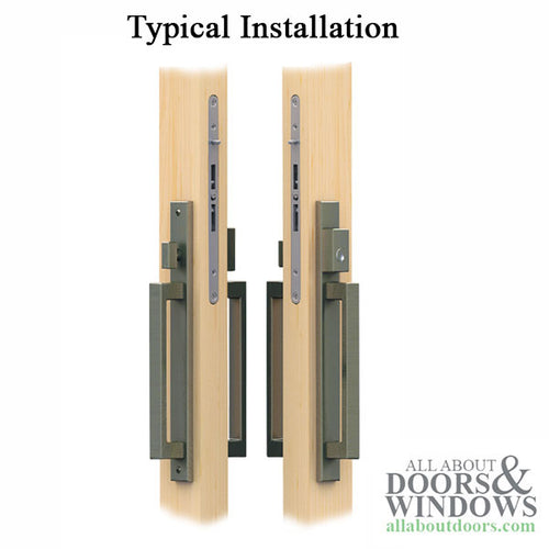 Modern Contemporary Inline Sliding Patio Door Handle Set Active Keyed Exterior with Interior Thumbturn - Modern Contemporary Inline Sliding Patio Door Handle Set Active Keyed Exterior with Interior Thumbturn
