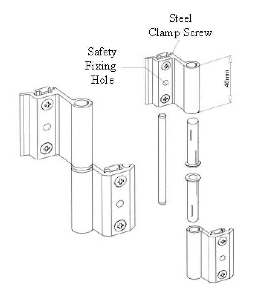 Aluminum door 2 wing Clamp hinge - Aluminum door 2 wing Clamp hinge