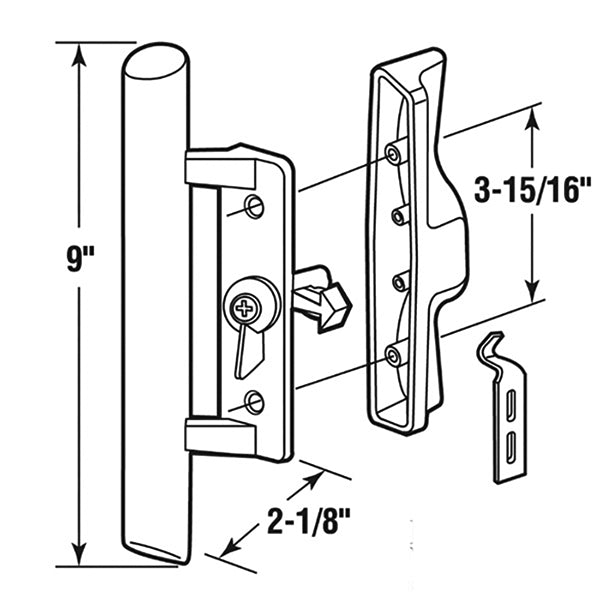 Sliding Patio Door Handle Set for Sliding Glass Patio Door with 3 15/16 Inch Screw Hole Center - Sliding Patio Door Handle Set for Sliding Glass Patio Door with 3 15/16 Inch Screw Hole Center