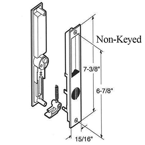 Daryl PR300 Patiorama Handle Set, Flush Type, Chrome, 6-7/8 Screw Hole Center - Daryl PR300 Patiorama Handle Set, Flush Type, Chrome, 6-7/8 Screw Hole Center