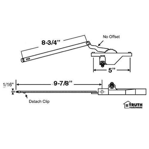 Dyad Operator, Rear Mount, 5 inch hole spacing, 9-7/8 Reach, LH - Dyad Operator, Rear Mount, 5 inch hole spacing, 9-7/8 Reach, LH
