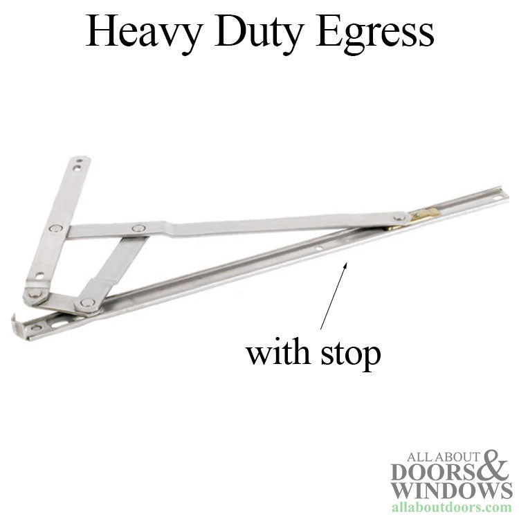 Anderberg 333SS 4 Bar Egress Window Hinge with Stop Stainless Steel 16 Inch Track - Anderberg 333SS 4 Bar Egress Window Hinge with Stop Stainless Steel 16 Inch Track