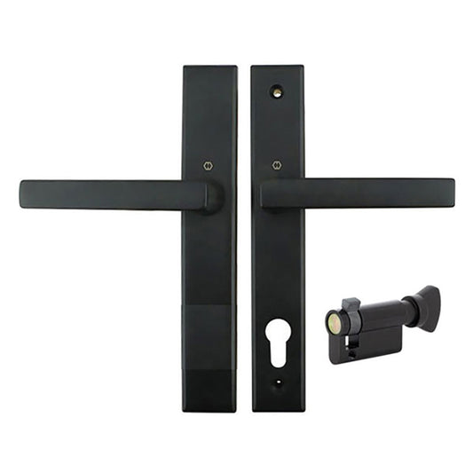 HOPPE Dallas Contemporary Multipoint Lock Handle Set Inactive 2-¼ Inch Door 40/10 Cylinder Matte Black