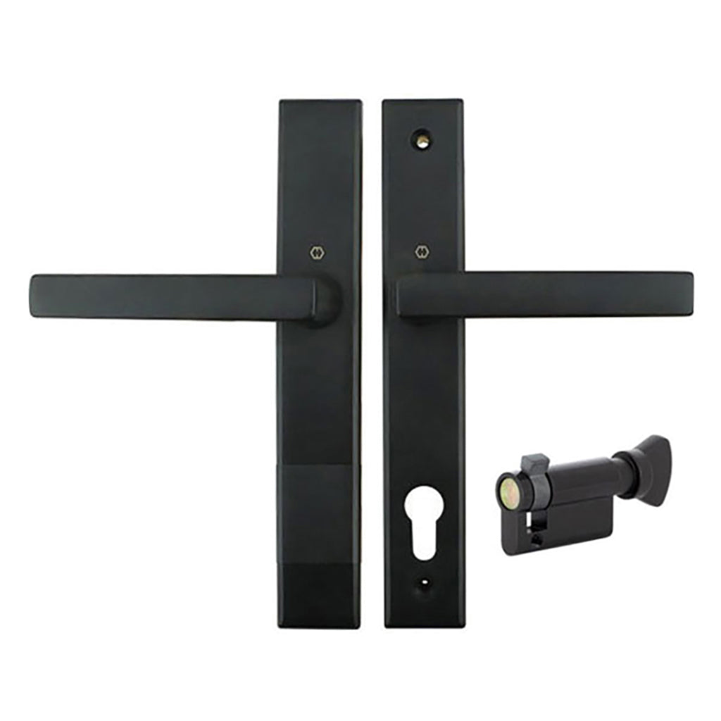 HOPPE Dallas Contemporary Multipoint Lock Handle Set Inactive 2-¼ Inch Door 40/10 Cylinder Matte Black - HOPPE Dallas Contemporary Multipoint Lock Handle Set Inactive 2-¼ Inch Door 40/10 Cylinder Matte Black