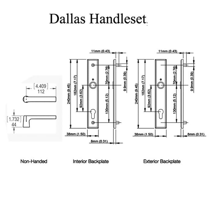 HOPPE Dallas Contemporary Multipoint Lock Handle Set Inactive 2-¼ Inch Door 40/10 Cylinder Matte Black - HOPPE Dallas Contemporary Multipoint Lock Handle Set Inactive 2-¼ Inch Door 40/10 Cylinder Matte Black