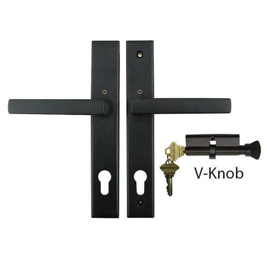 HOPPE Dallas Multipoint Lock Handle Set Contemporary 2.25 Inch Door Active 40/40 Cylinder Matte Black